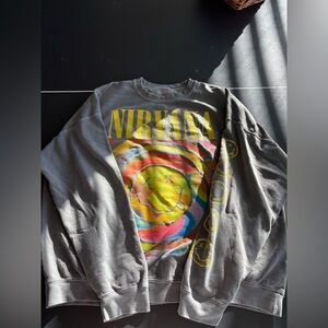 NIRVANA Gray and Yellow Crewneck Sweater
